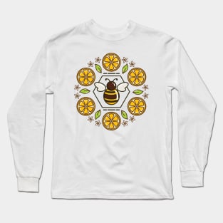 Honey Bee and Lemon Mandala | White Long Sleeve T-Shirt